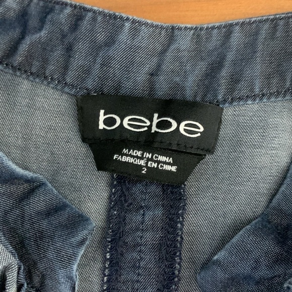 Bebe Deep V Neck Lightweight Summer Dress w Pockets, Side Zipper, 100% Lyocell - Picture 5 of 16